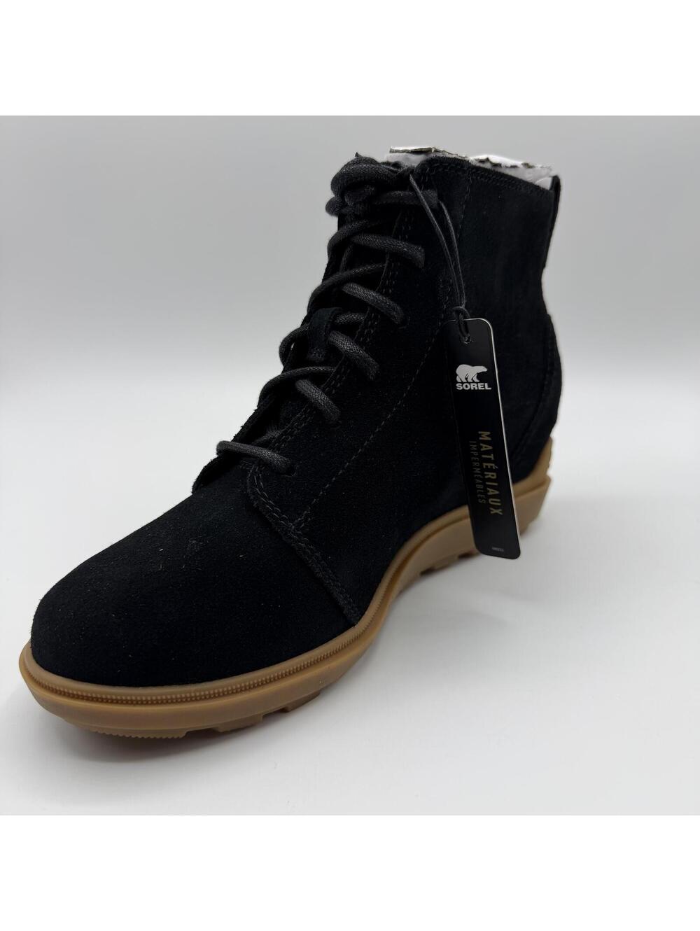 SOREL Evie II Lace Up Wedge Boots Black Suede Women Size 5.5 - Picture 8 of 11